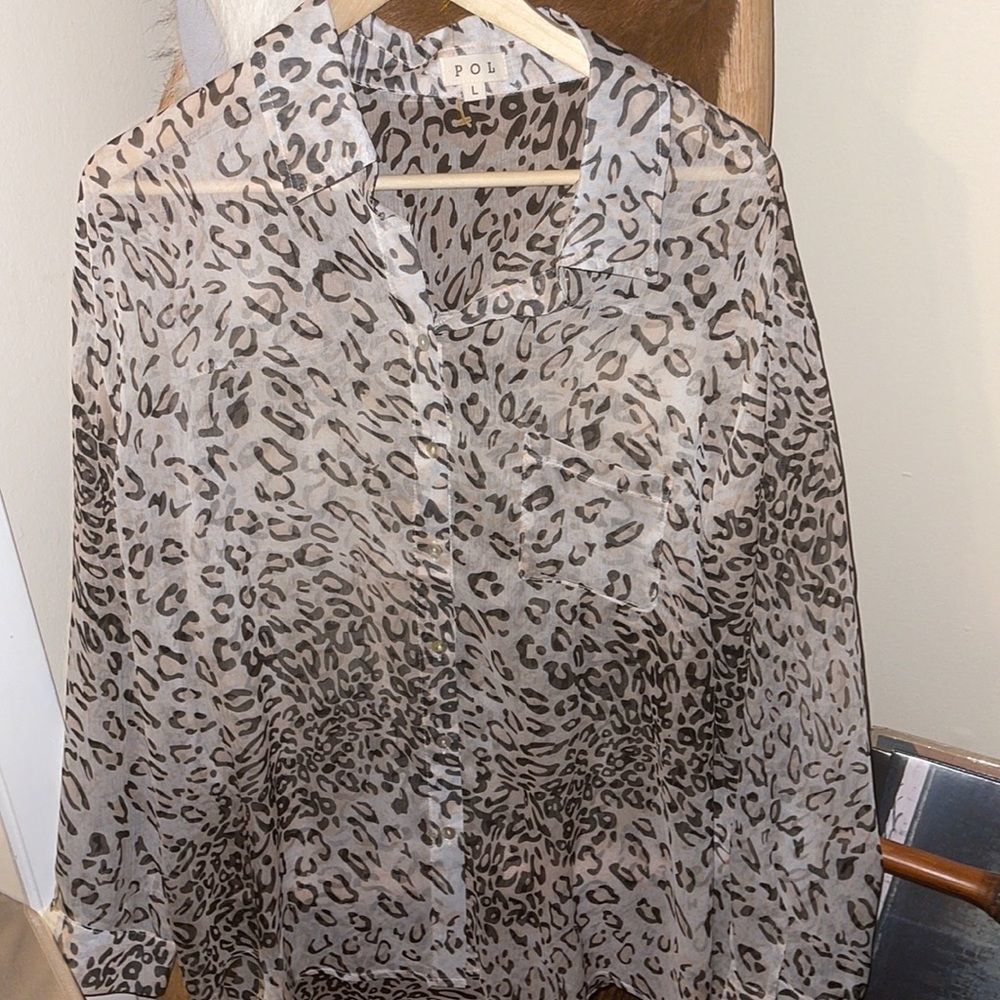POL See Through Button Down Shirt